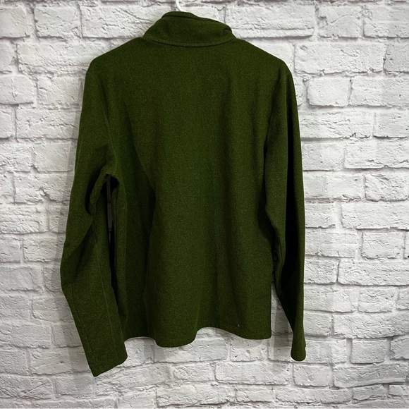 LL Bean North Ridge Fleece Mens Size M Reg Olive Green 1/4 Zip Slightly Fitted - Picture 5 of 6